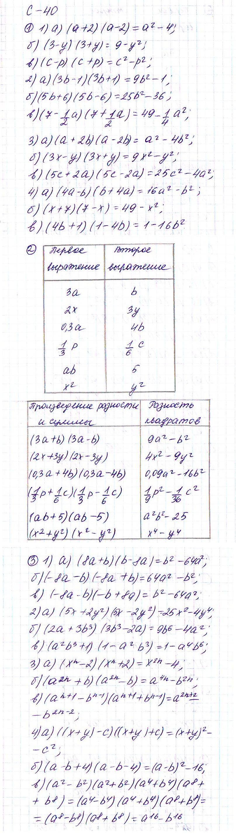 Ответ к задаче № с-40 - Дидактические материалы, гдз по алгебре 7 класс