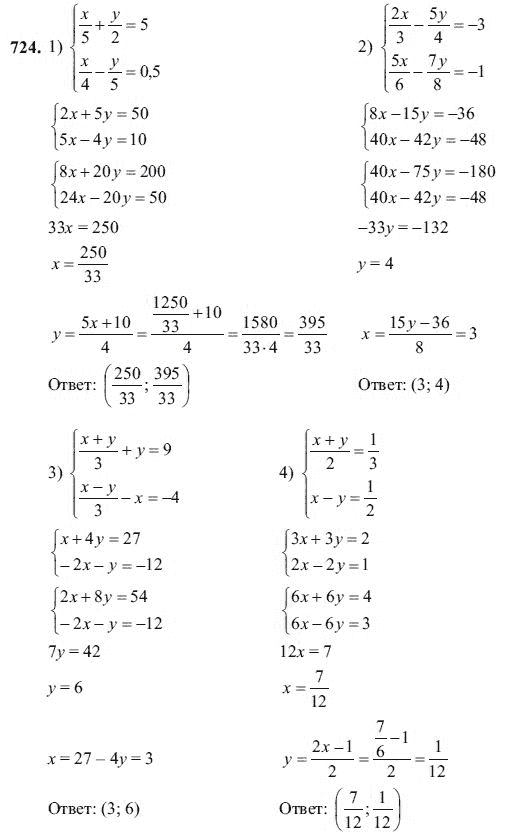 Ответ к задаче № 724 - Ш.А Алимов, гдз по алгебре 7 класс