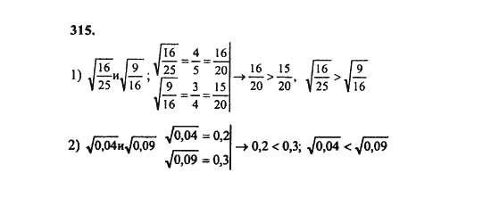 Ответ к задаче № 315 - Ш.А. Алимов, гдз по алгебре 8 класс