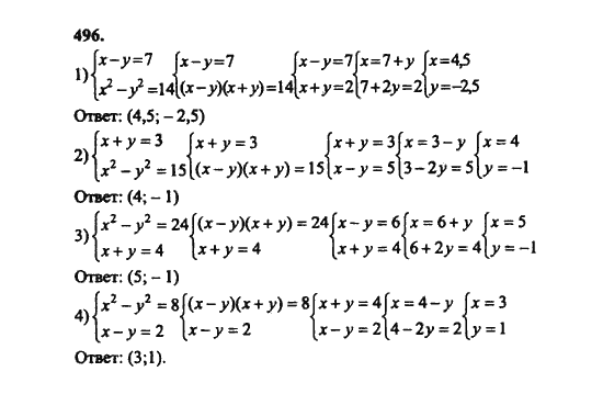 Ответ к задаче № 496 - Ш.А. Алимов, гдз по алгебре 8 класс