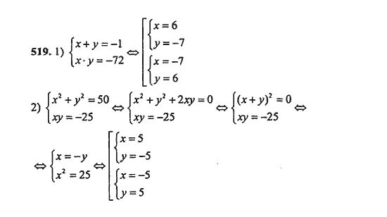 Ответ к задаче № 519 - Ш.А. Алимов, гдз по алгебре 9 класс