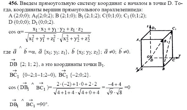 Ответ к задаче № 456 - Л.С.Атанасян, гдз по геометрии 11 класс