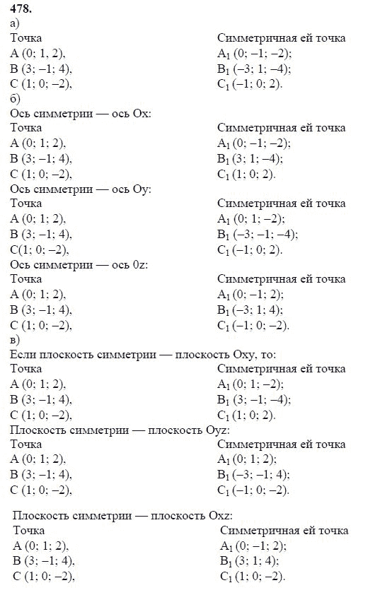 Ответ к задаче № 478 - Л.С.Атанасян, гдз по геометрии 11 класс