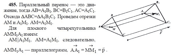 Ответ к задаче № 485 - Л.С.Атанасян, гдз по геометрии 11 класс