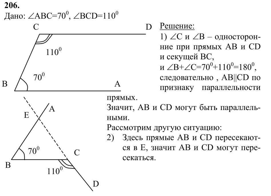 Ответ к задаче № 206 - Л.С.Атанасян, гдз по геометрии 7 класс