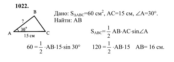 Ответ к задаче № 1022 - Л.С.Атанасян, гдз по геометрии 9 класс