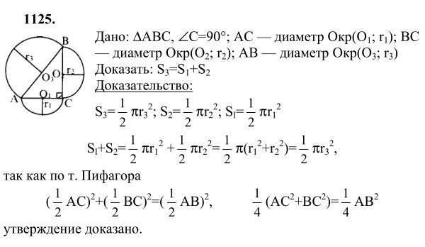 Ответ к задаче № 1125 - Л.С.Атанасян, гдз по геометрии 9 класс