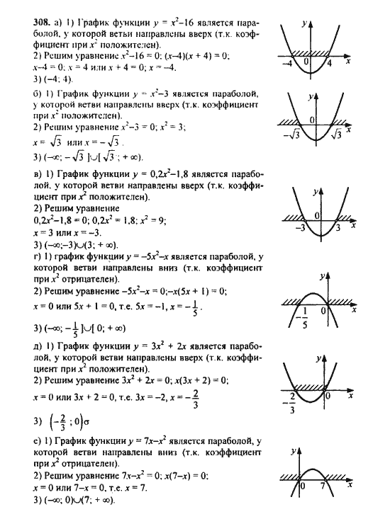 Ответ к задаче № 308 - Ю.Н. Макарычев, гдз по алгебре 9 класс