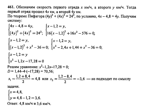 Ответ к задаче № 461 - Ю.Н. Макарычев, гдз по алгебре 9 класс Ответ к задаче № 461 - Ю.Н. Макарычев, гдз по алгебре 9 класс
