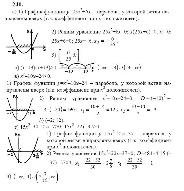 Ответ к задаче № 240 - Ю.Н. Макарычев, гдз по алгебре 9 класс
