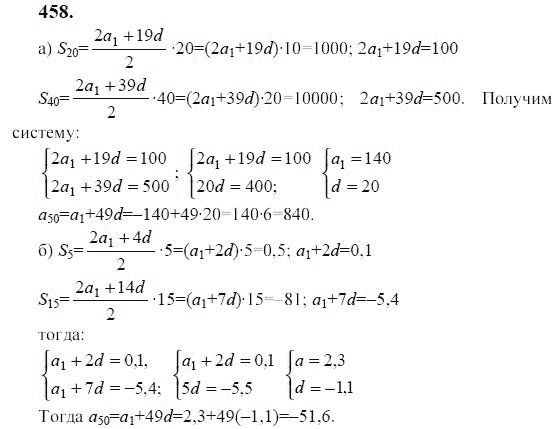 Ответ к задаче № 458 - Ю.Н. Макарычев, гдз по алгебре 9 класс