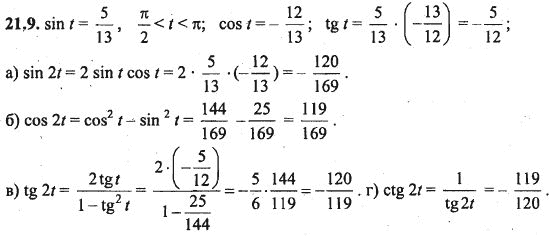 Ответ к задаче № 21.9 - Алгебра и начала анализа Мордкович. Задачник, гдз по алгебре 10 класс