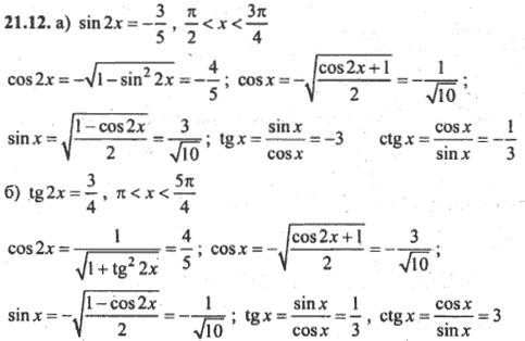 Ответ к задаче № 21.12 - Алгебра и начала анализа Мордкович. Задачник, гдз по алгебре 10 класс