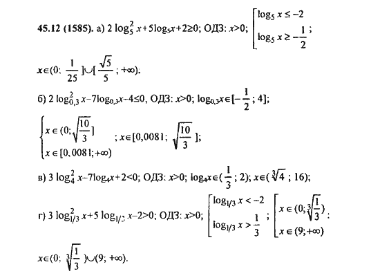 Ответ к задаче № 45.2(1585) - Алгебра и начала анализа Мордкович. Задачник, гдз по алгебре 11 класс