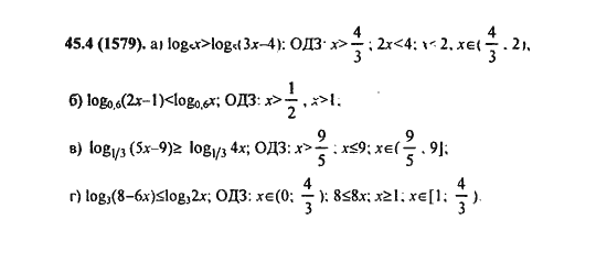 Ответ к задаче № 45.4(1579) - Алгебра и начала анализа Мордкович. Задачник, гдз по алгебре 11 класс