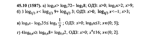 Ответ к задаче № 45.10(1587) - Алгебра и начала анализа Мордкович. Задачник, гдз по алгебре 11 класс
