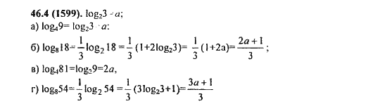 Ответ к задаче № 46.4(1599) - Алгебра и начала анализа Мордкович. Задачник, гдз по алгебре 11 класс