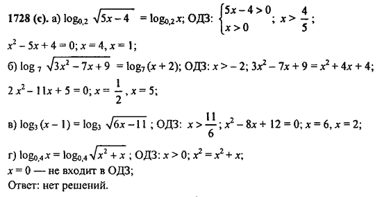 Ответ к задаче № 1728(с) - Алгебра и начала анализа Мордкович. Задачник, гдз по алгебре 11 класс