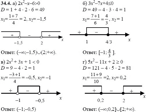 Ответ к задаче № 34.4 - А.Г. Мордкович, гдз по алгебре 8 класс