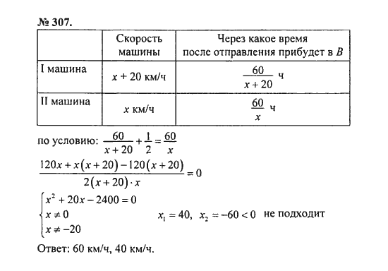 Ответ к задаче № 307 - С.М. Никольский, гдз по алгебре 8 класс Ответ к задаче № 307 - С.М. Никольский, гдз по алгебре 8 класс