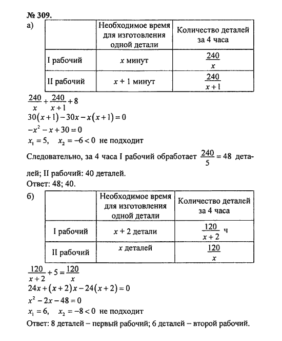 Ответ к задаче № 309 - С.М. Никольский, гдз по алгебре 8 класс