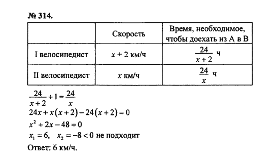 Ответ к задаче № 314 - С.М. Никольский, гдз по алгебре 8 класс Ответ к задаче № 314 - С.М. Никольский, гдз по алгебре 8 класс
