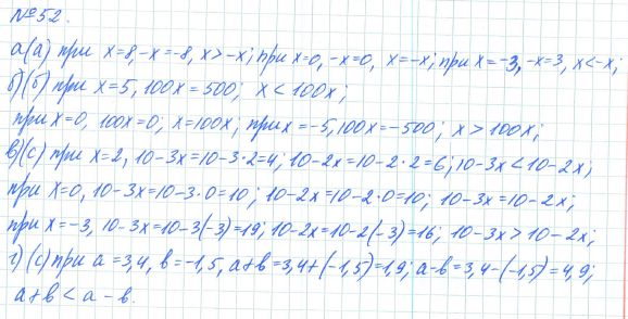 Ответ к задаче № 52 - Рабочая тетрадь Макарычев Ю.Н., Миндюк Н.Г., Нешков К.И., гдз по алгебре 7 класс